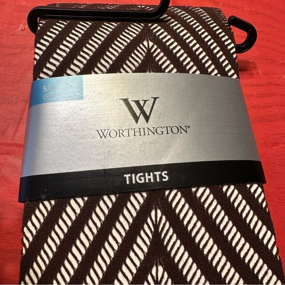 Worthington Brown and White Chevron Tights